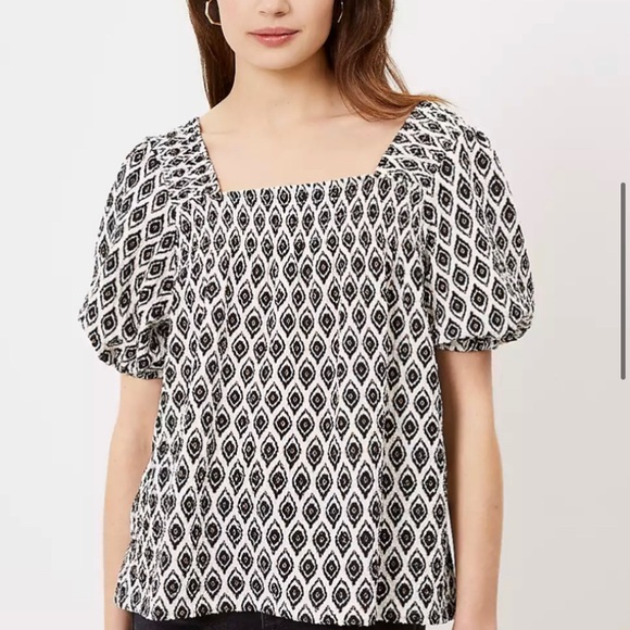 LOFT Puff Sleeve Square Neck Top - Picture 2 of 2